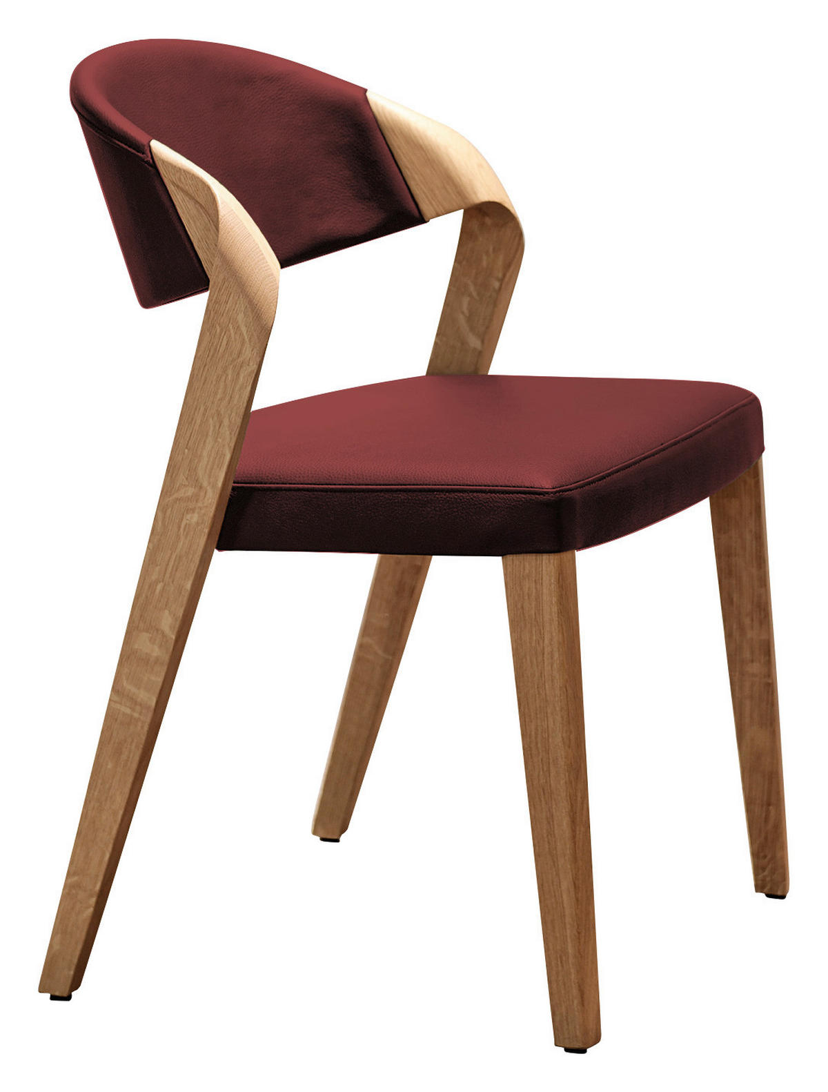 STUHL Echtleder Rot, Eichefarben Altholz, Eiche massiv  - Eichefarben/Rot, Natur, Leder/Holz (53/82/57cm) - Voglauer