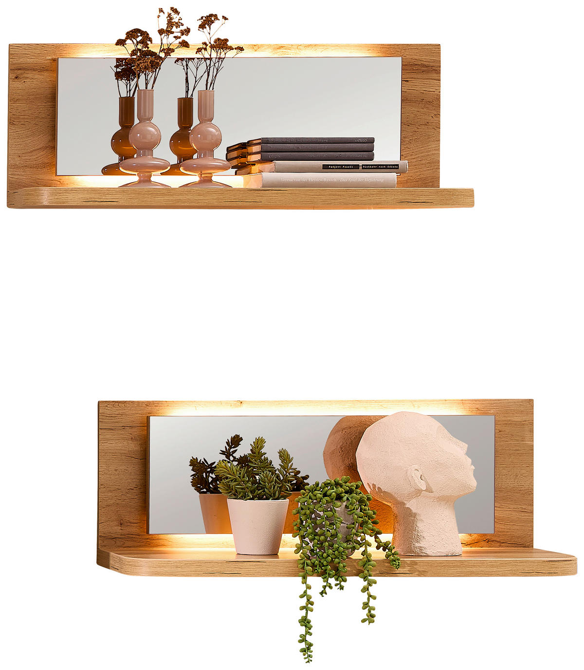 WANDBOARDSET  70/26/24 cm  - Eichefarben, Modern, Glas/Holzwerkstoff (70/26/24cm) - Stylife