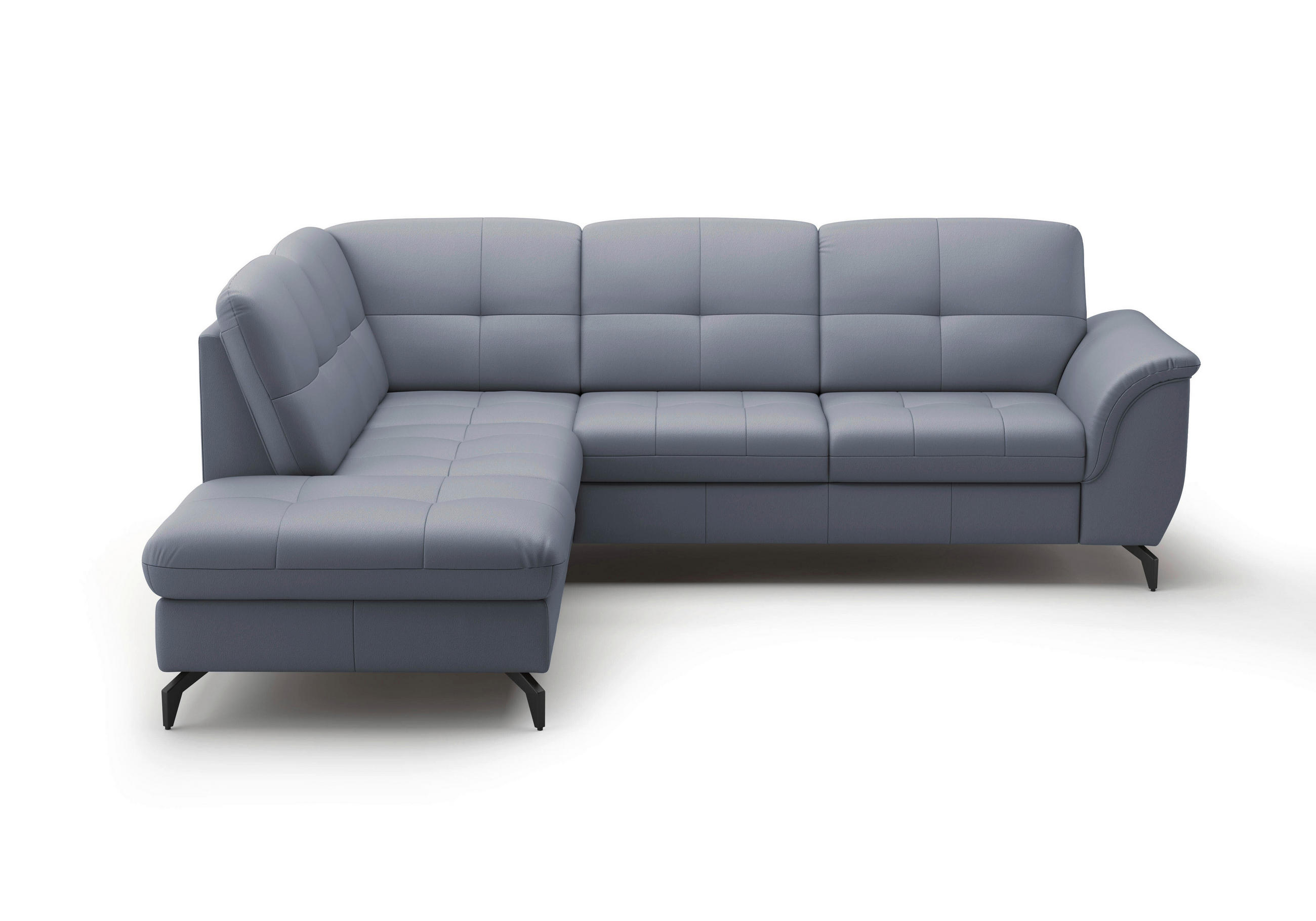 ECKSOFA in Vliesstoff Kombination Echtleder/Stoff Graublau  212/244 cm  - Graublau/Schwarz, MODERN, Leder/Textil (212/244cm) - Sit & More