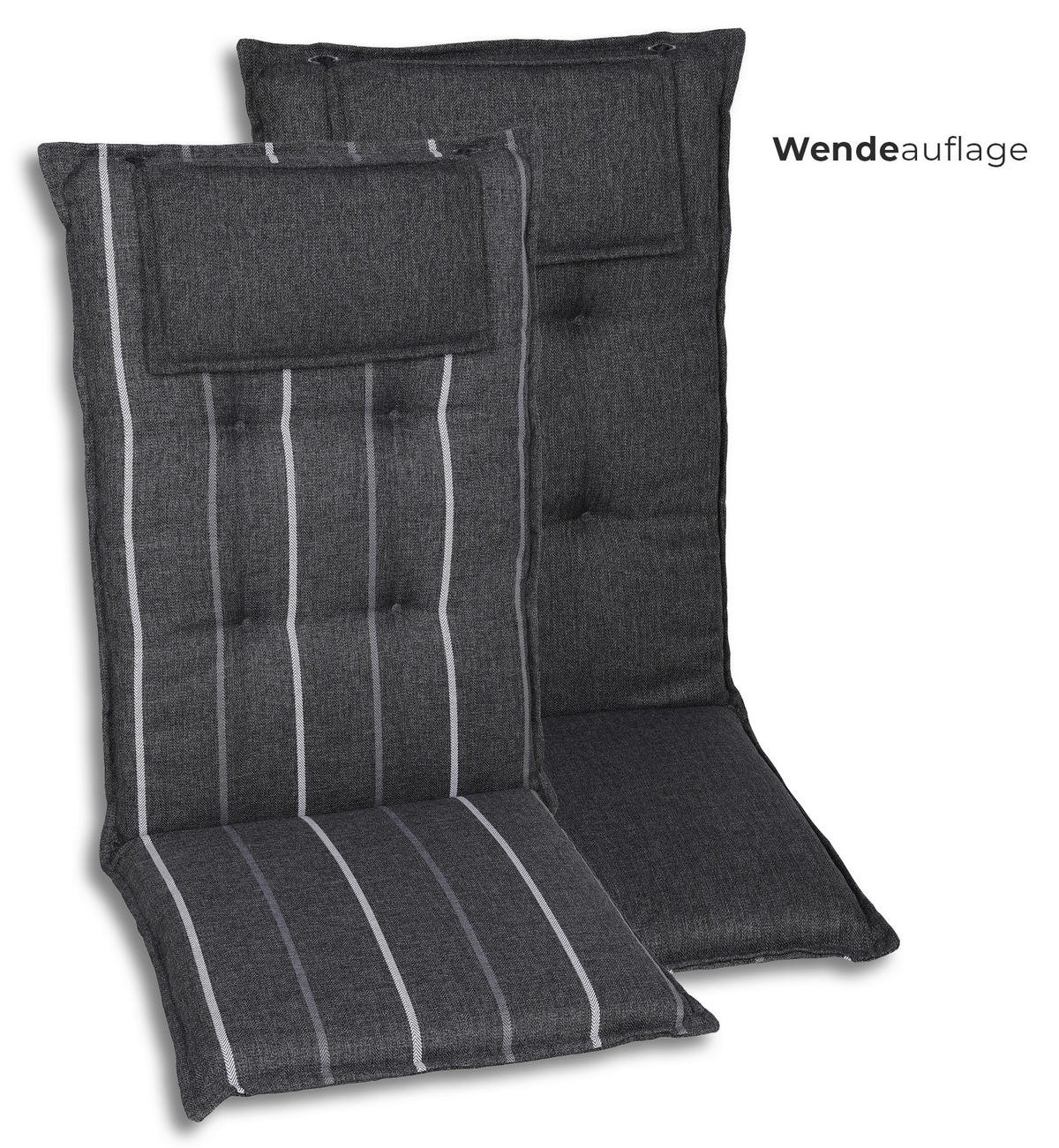 SESSELAUFLAGENSET in Anthrazit, Grau Streifen  - Anthrazit/Grau, Basics, Textil (50/7/120cm)