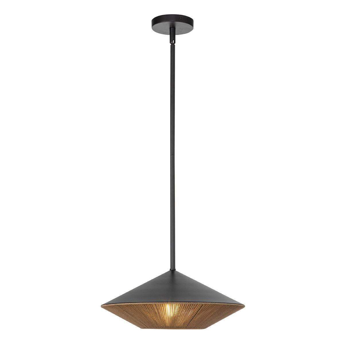 HÄNGELEUCHTE 15,9/38,1 cm  - Schwarz/Naturfarben, Design, Textil/Metall (15,9/38,1cm) - Elstead Lighting