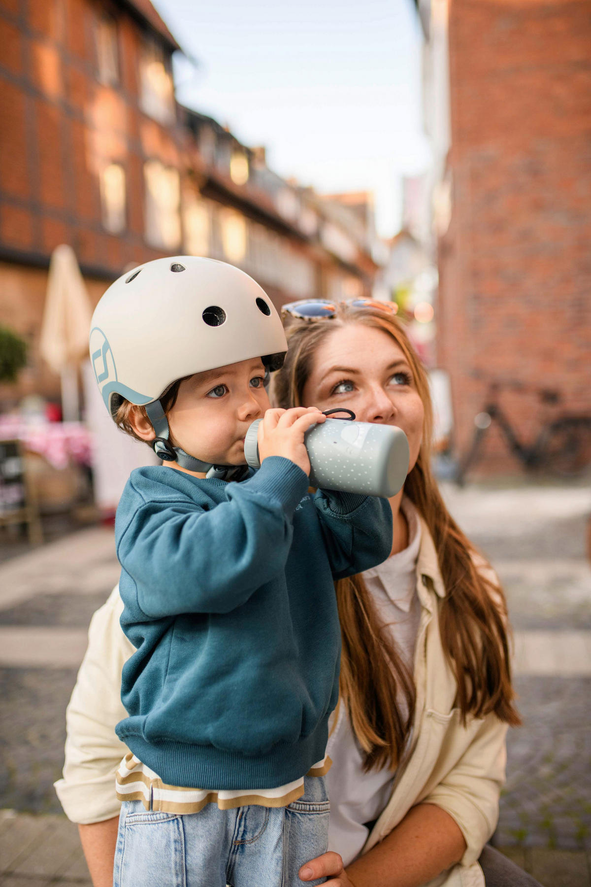 KINDERHELM Safety Helmet  - Blau/Hellgrau, Trend, Kunststoff/Textil (XXS-Snull) - Scoot and Ride