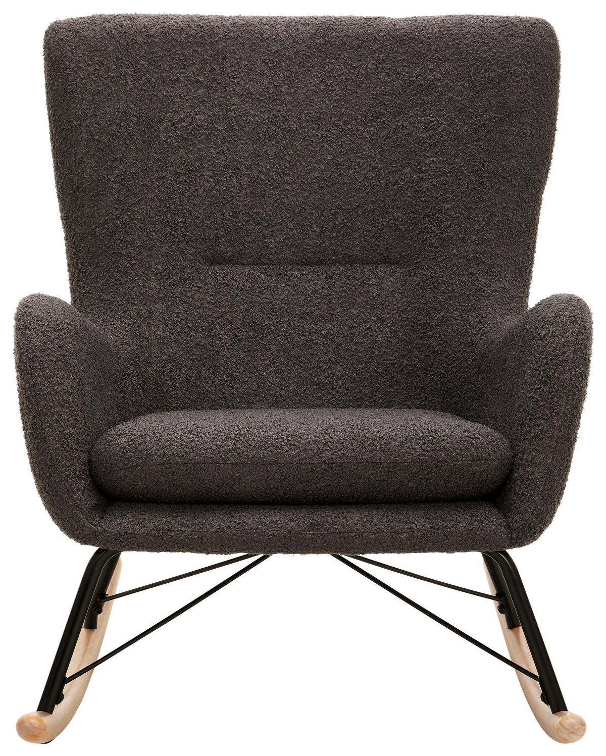 SCHAUKELSTUHL in Teddystoff Grau  - Naturfarben/Grau, LIFESTYLE, Holz/Textil (71/94/91cm) - Novel