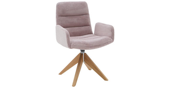 ARMLEHNSTUHL in Cord - Hellrosa/Naturfarben, Design, Holz/Textil (61/88/66cm) - Dieter Knoll