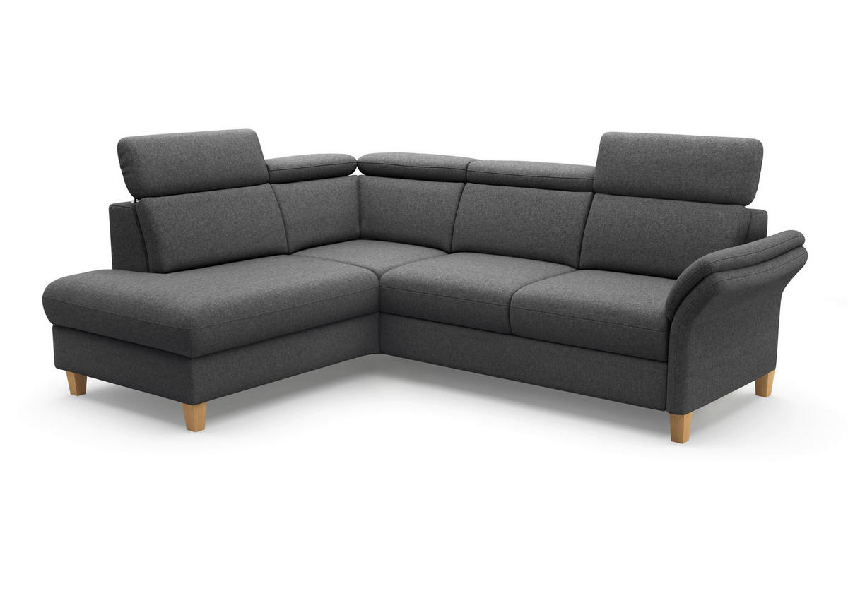 ECKSOFA GLENDALE E in Flachgewebe Dunkelgrau  193/247 cm  - Eichefarben/Dunkelgrau, KONVENTIONELL, Holz/Textil (193/247cm) - Sit & More