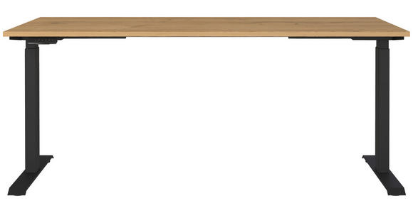 SCHREIBTISCH 180/80/72-118 cm in Braun, Schwarz, Eichefarben - Eichefarben/Schwarz, MODERN, Holzwerkstoff/Metall (180/80/72-118cm) - Novel
