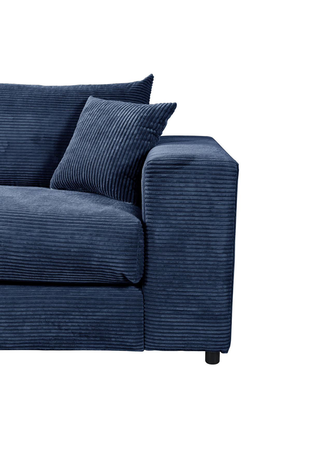 ECKSOFA  Cord, Velours Blau  - Blau/Schwarz, Basics, Kunststoff/Textil (180/265cm) - Livetastic