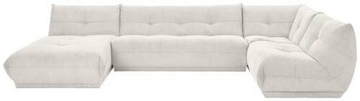 WOHNLANDSCHAFT Weiß Cord  - Weiß, Trend, Textil (185/390/210cm) - Livetastic