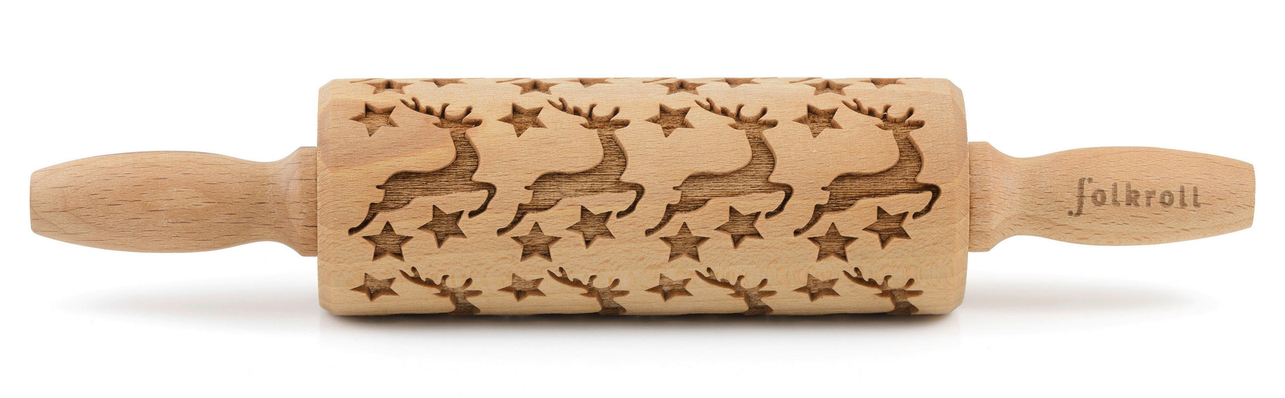 Folkroll Motiv-Teigrolle Natur 4.5x4.5x23 cm