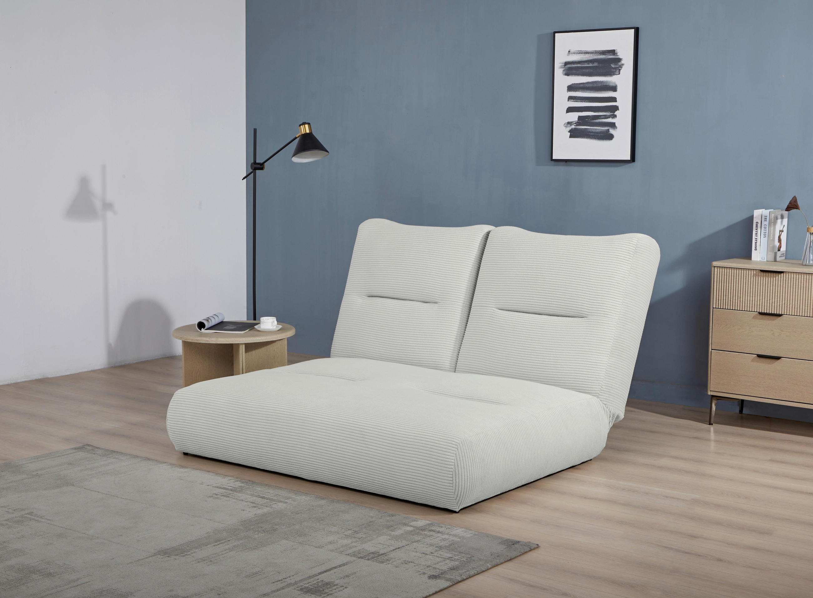 SCHLAFSOFA Cord Hellgrau  - Hellgrau, Design, Textil (159/88/160cm) - Livetastic