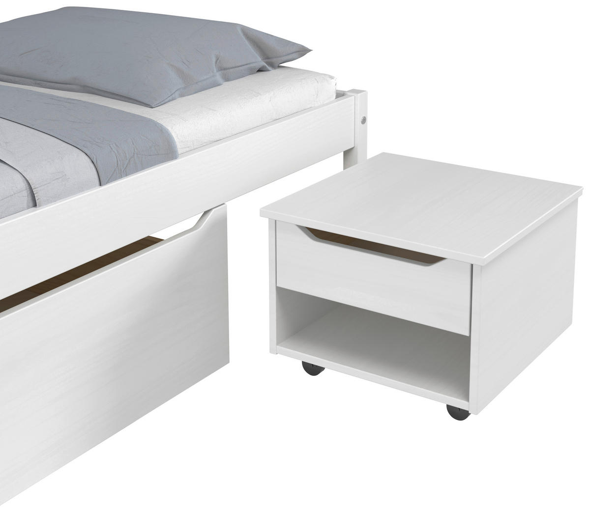 POSTEĽ S ÚLOŽNÝM PRIESTOROM, 90/200 cm biela - biela, Modern, drevo (90/200cm) - MID.YOU