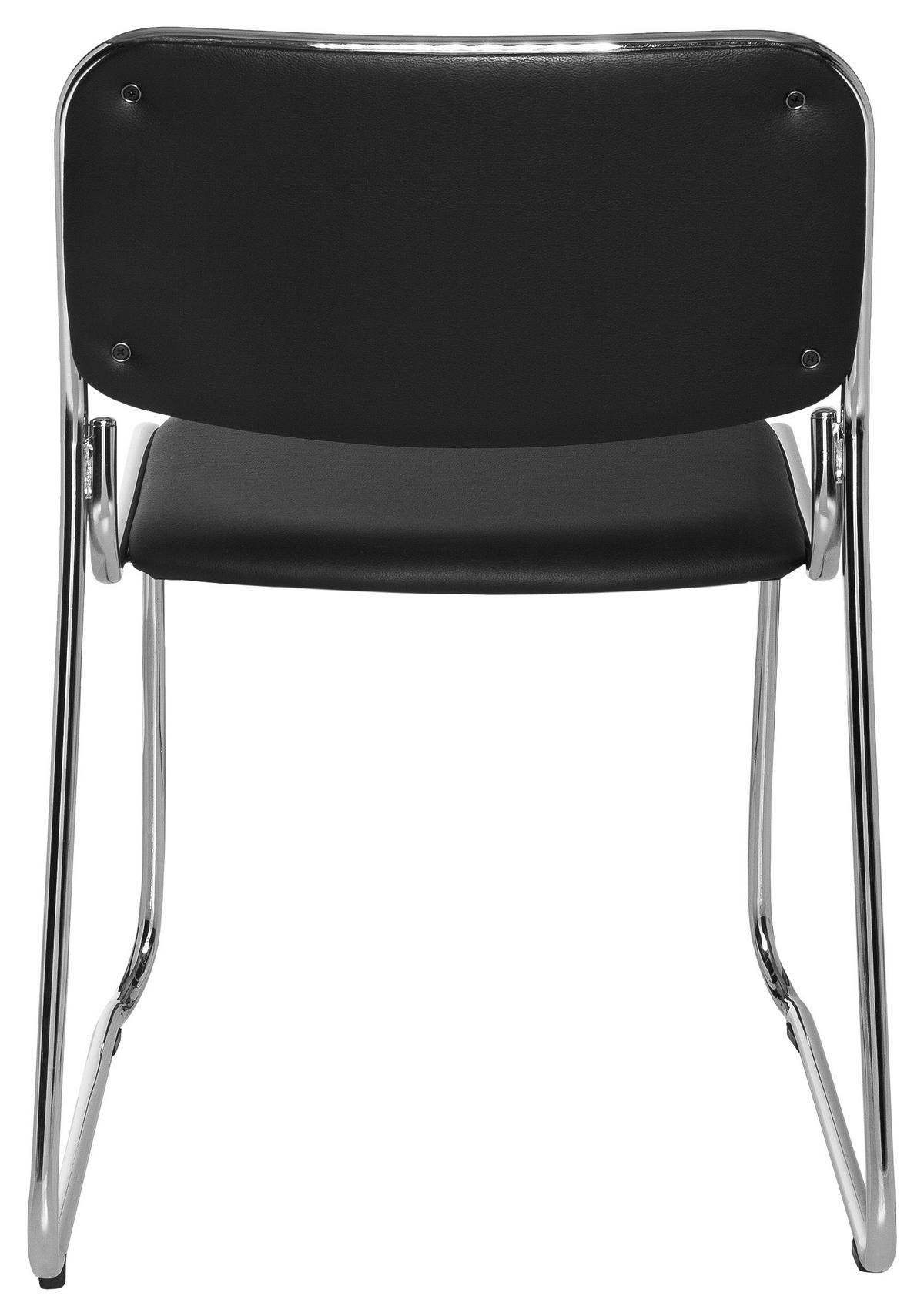 BESUCHERSTUHL  in Lederlook Schwarz  - Chromfarben/Schwarz, MODERN, Textil/Metall (41/84/52cm) - MID.YOU