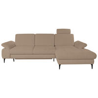 ECKSOFA ALMA in Chenille Beige  285/191 cm  - Beige/Schwarz, Design, Textil/Metall (285/191cm) - Livetastic