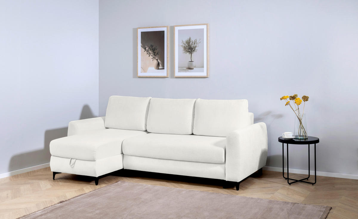 ECKSOFA Moli Creme  - Creme/Schwarz, Design, Textil/Metall (236/148cm) - Mican