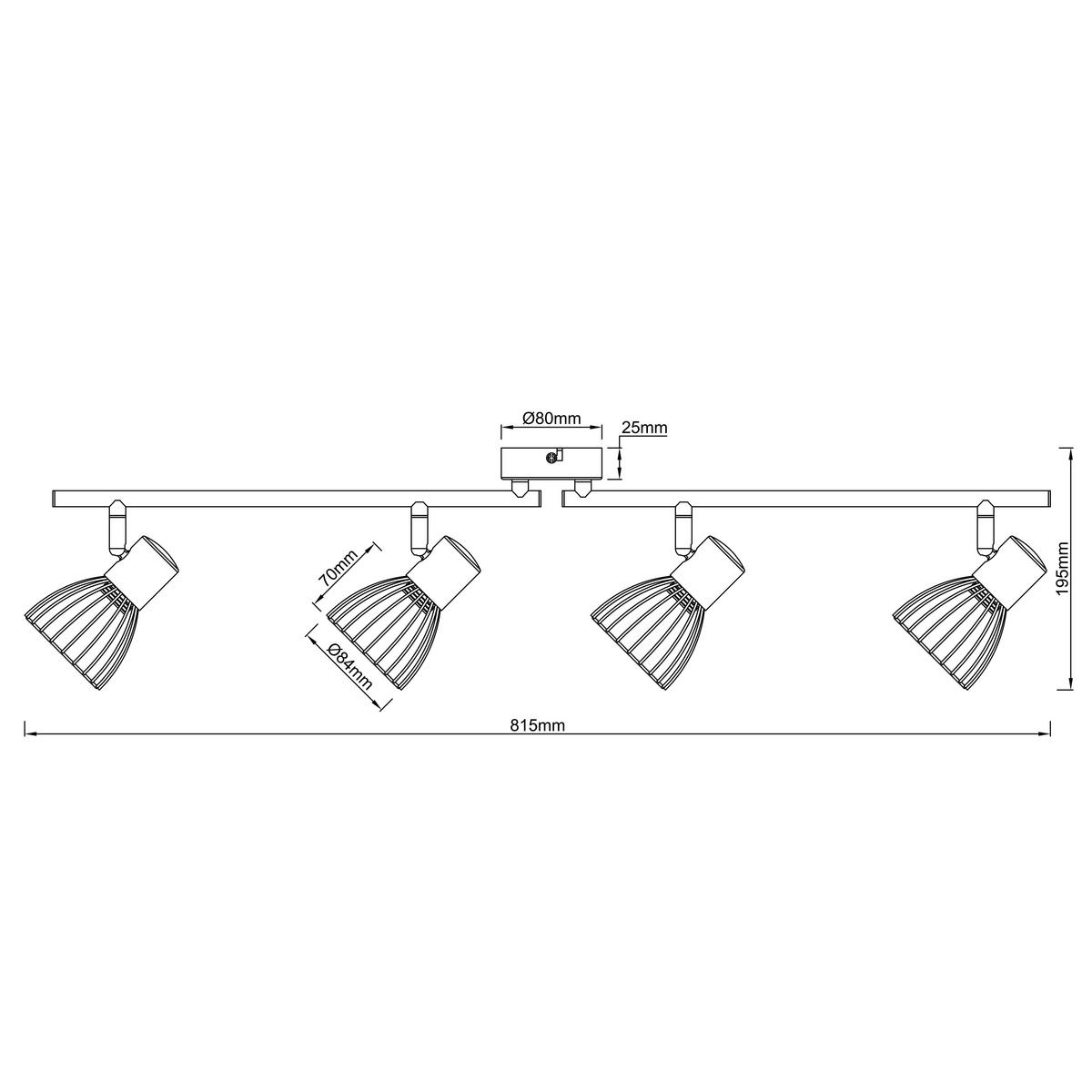 DECKENSTRAHLER - Schwarz, Konventionell, Metall (81,5/19,5/8,4cm) - Brilliant