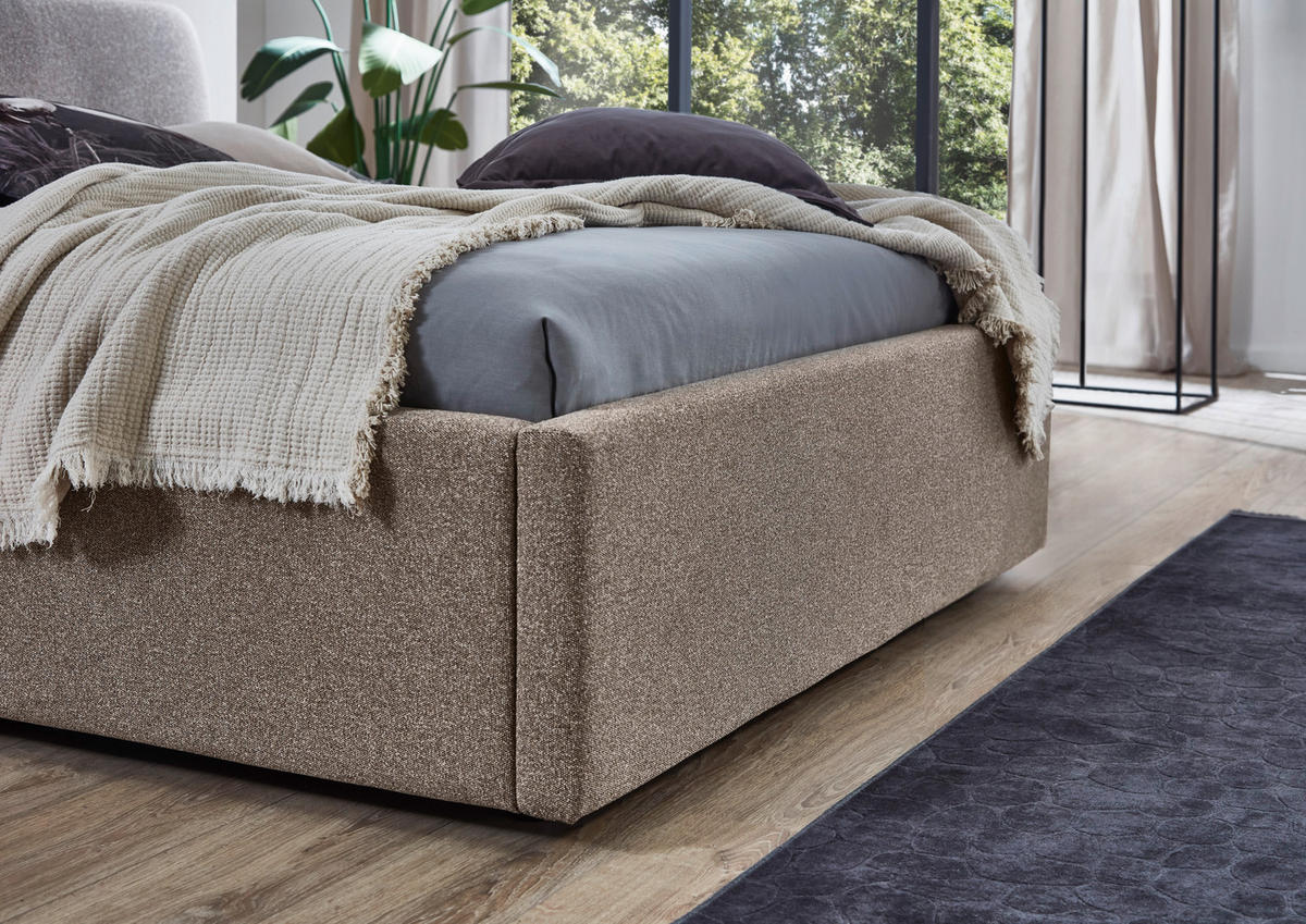 POLSTERBETT 140/200 cm,  in Braun,  - Schwarz/Braun, Design, Holz/Textil (140/200cm) - Stylife