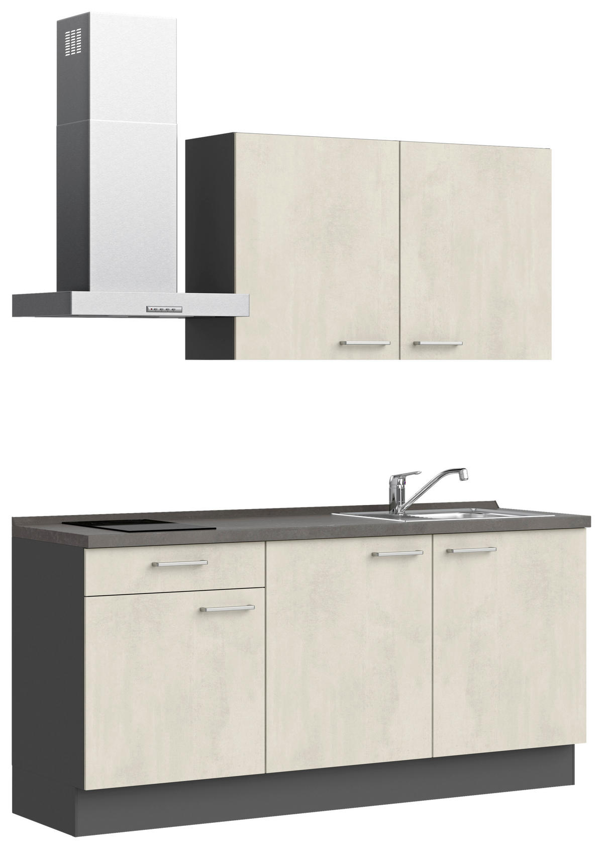 KÜCHENBLOCK 180 cm   in Weiß, Schieferfarben  - Schieferfarben/Edelstahlfarben, MODERN, Holzwerkstoff/Metall (180cm) - Nobilia