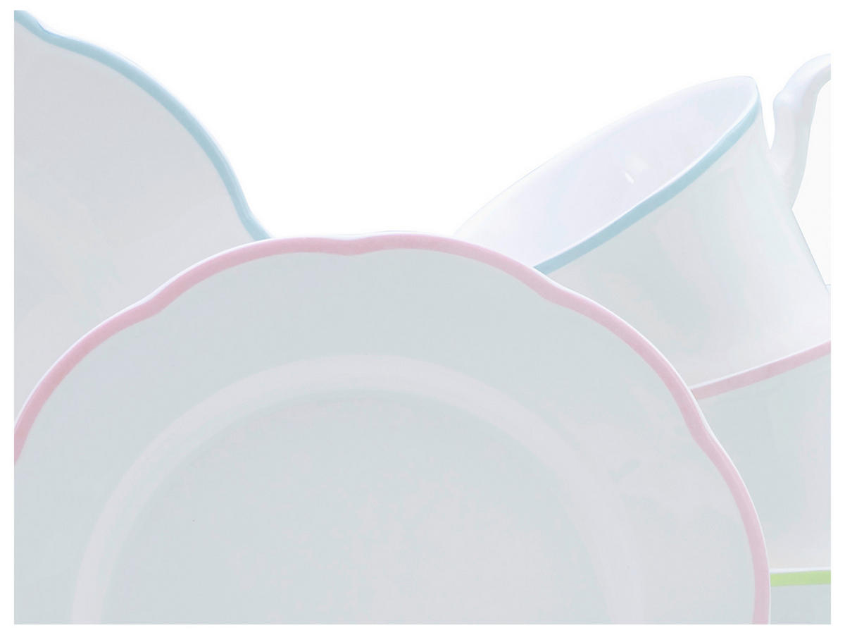 KOMBISERVICE Lila, Weiß, Hellblau, Hellrosa, Limette Florine Bunt 16-teilig 4 Personen  - Hellrosa/Lila, Basics, Keramik - Creatable