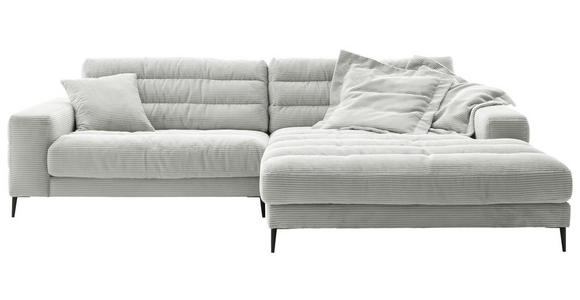 ECKSOFA in Cord Hellgrau  - Hellgrau/Schwarz, Design, Textil/Metall (296/207cm) - Dieter Knoll