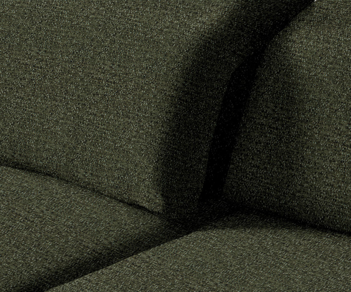 ECKSOFA in Webstoff Olivgrün  - Schwarz/Olivgrün, Design, Textil/Metall (180/289cm) - Stylife