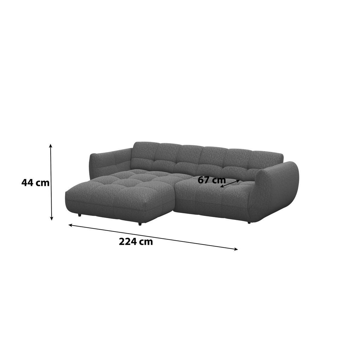 ECKSOFA Anthrazit Chenille  - Dunkelgrün/Anthrazit, Trend, Kunststoff/Textil (178/280cm) - MID.YOU