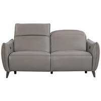 2,5-SITZER Grau Echtleder  - Grau, Design, Leder/Metall (184/79-99/104cm) - Novel