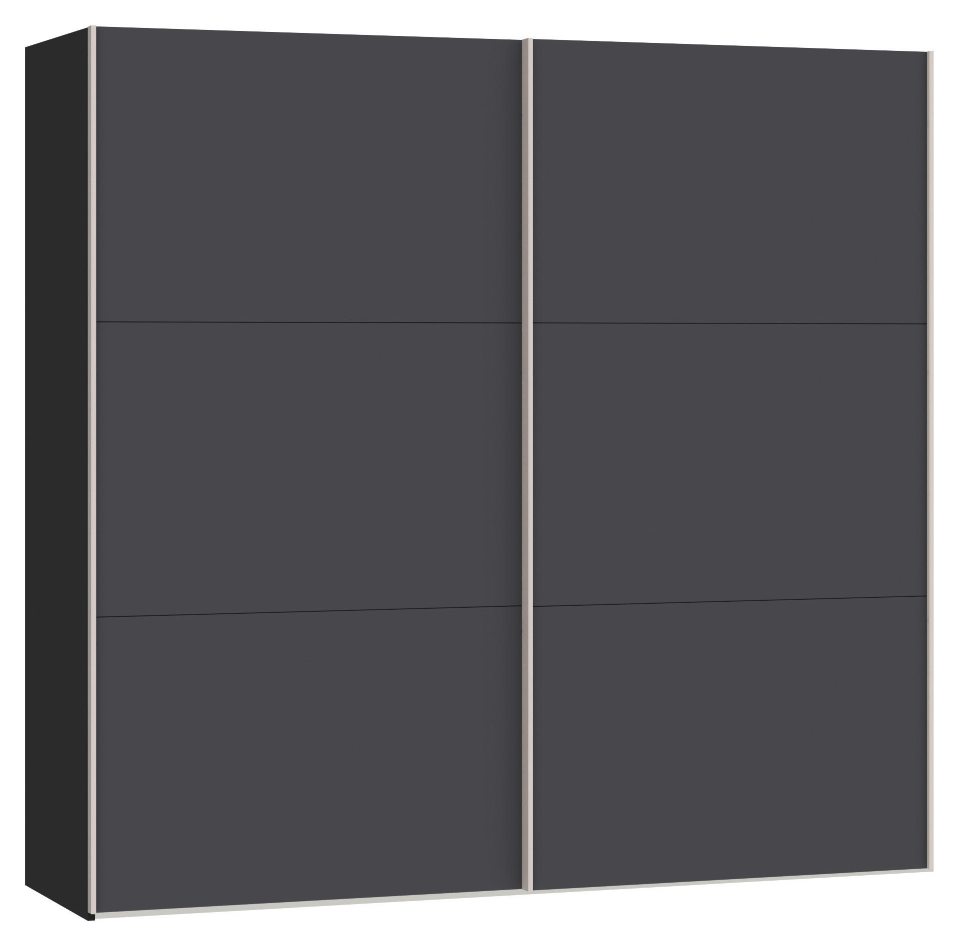 SCHWEBETÜRENSCHRANK 203/195/65 cm 2-türig Anthrazit, Schwarz  - Edelstahlfarben/Anthrazit, Design, Holzwerkstoff (203/195/65cm) - Boxxx