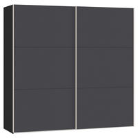 SCHWEBETÜRENSCHRANK 203/195/65 cm 2-türig Anthrazit, Schwarz  - Edelstahlfarben/Anthrazit, Design, Holzwerkstoff (203/195/65cm) - Boxxx