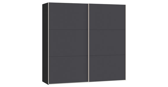 SCHWEBETÜRENSCHRANK in Anthrazit, Schwarz - Edelstahlfarben/Anthrazit, Design, Holzwerkstoff (203/195/65cm) - Carryhome