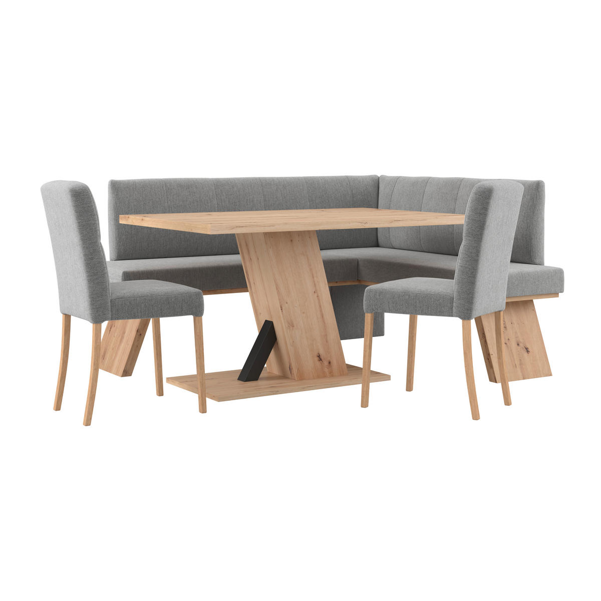 ECKBANK 185/150 cm Webstoff Grau   - Eichefarben/Grau, KONVENTIONELL, Textil (185/150cm) - Livetastic