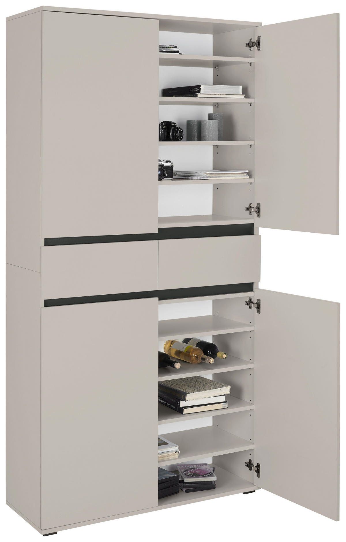 MEHRZWECKSCHRANK - Kaschmir/Anthrazit, KONVENTIONELL, Holzwerkstoff/Kunststoff (100/200/37cm) - Xora