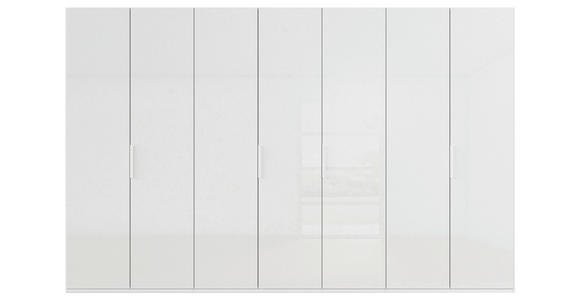 DREHTÜRENSCHRANK 350/235/61 cm,  in Weiß, Weiß Hochglanz, 7-türig  - Weiß Hochglanz/Weiß, Basics, Holzwerkstoff/Metall (350/235/61cm) - Novel