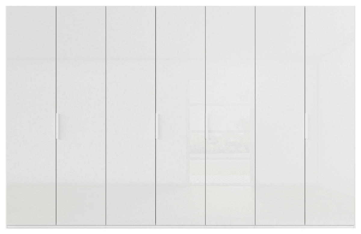 DREHTÜRENSCHRANK 350/235/61 cm,  in Weiß, 7-türig  - Weiß, Basics, Glas/Holzwerkstoff (350/235/61cm) - Novel