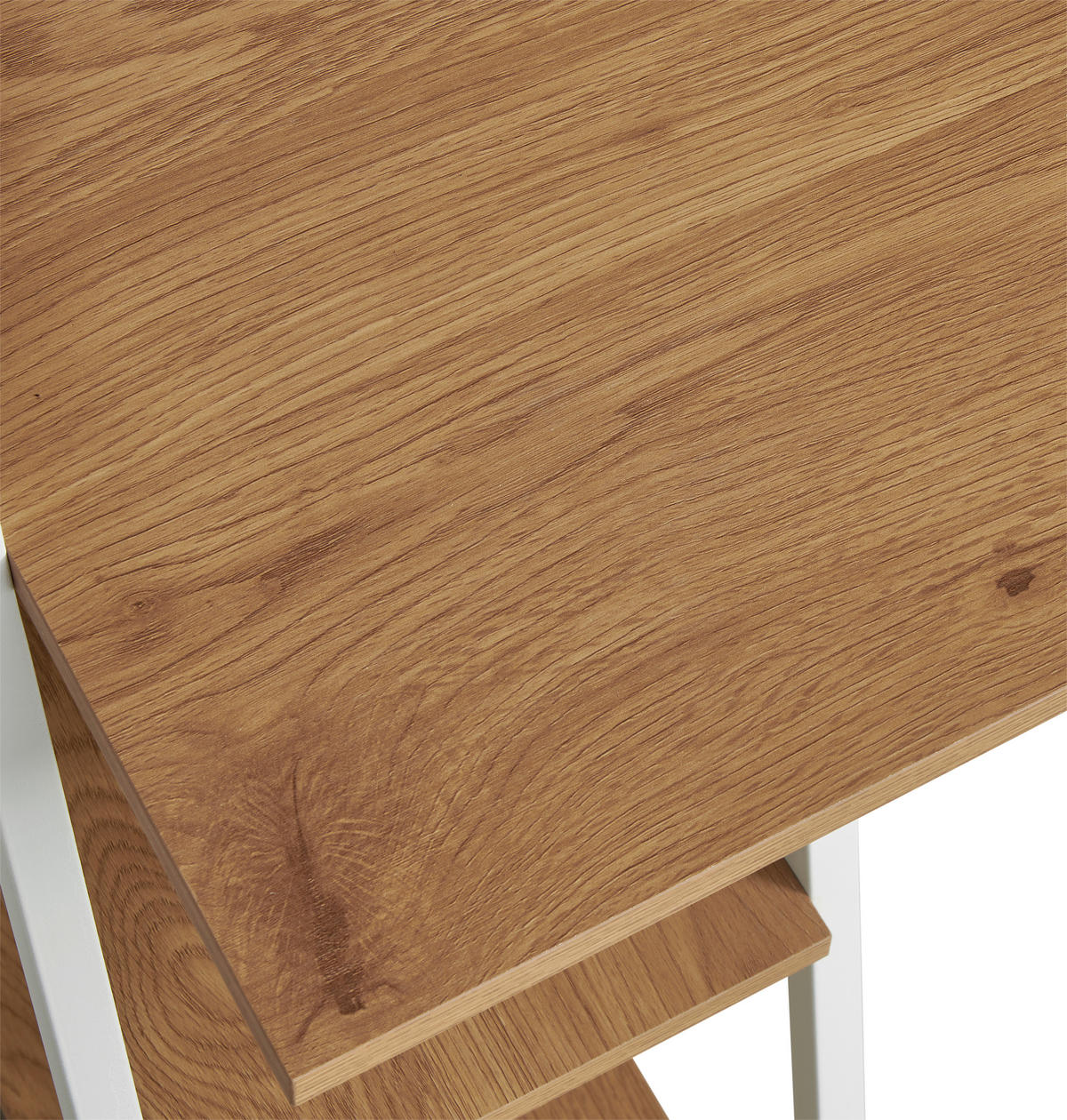 PISALNA MIZA kovina, leseni material bela, barve hrasta  - barve hrasta/bela, Moderno, kovina/leseni material (102/117/50cm) - MID.YOU