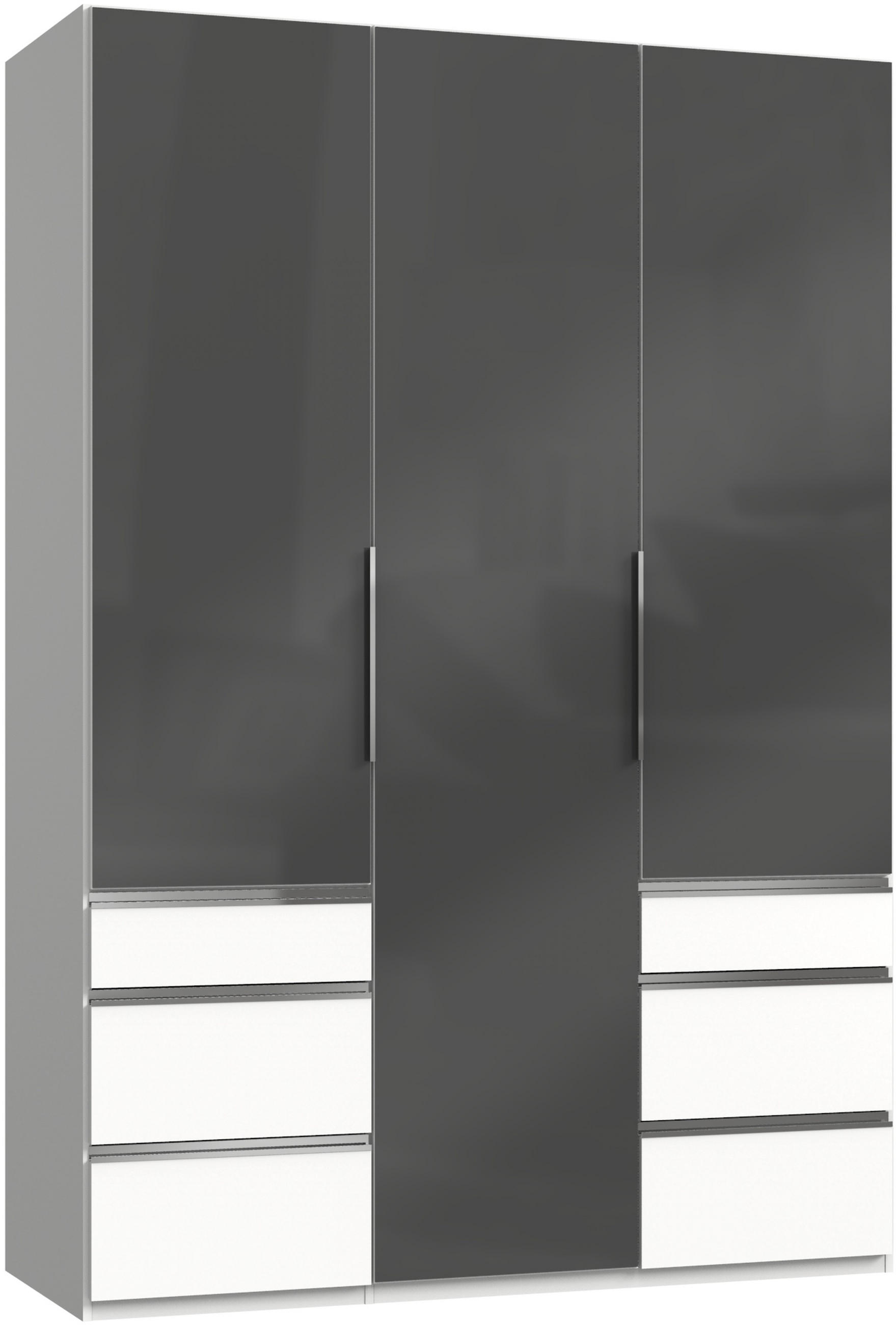 DREHTÜRENSCHRANK 150/216/58 cm 3-türig Grau, Weiß  - Chromfarben/Weiß, MODERN, Glas/Holzwerkstoff (150/216/58cm) - MID.YOU