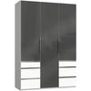 DREHTÜRENSCHRANK in Grau, Weiss  - Chromfarben/Weiss, Modern, Glas/Holzwerkstoff (150/216/58cm) - MID.YOU