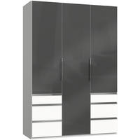 DREHTÜRENSCHRANK in Grau, Weiss  - Chromfarben/Weiss, Modern, Glas/Holzwerkstoff (150/216/58cm) - MID.YOU