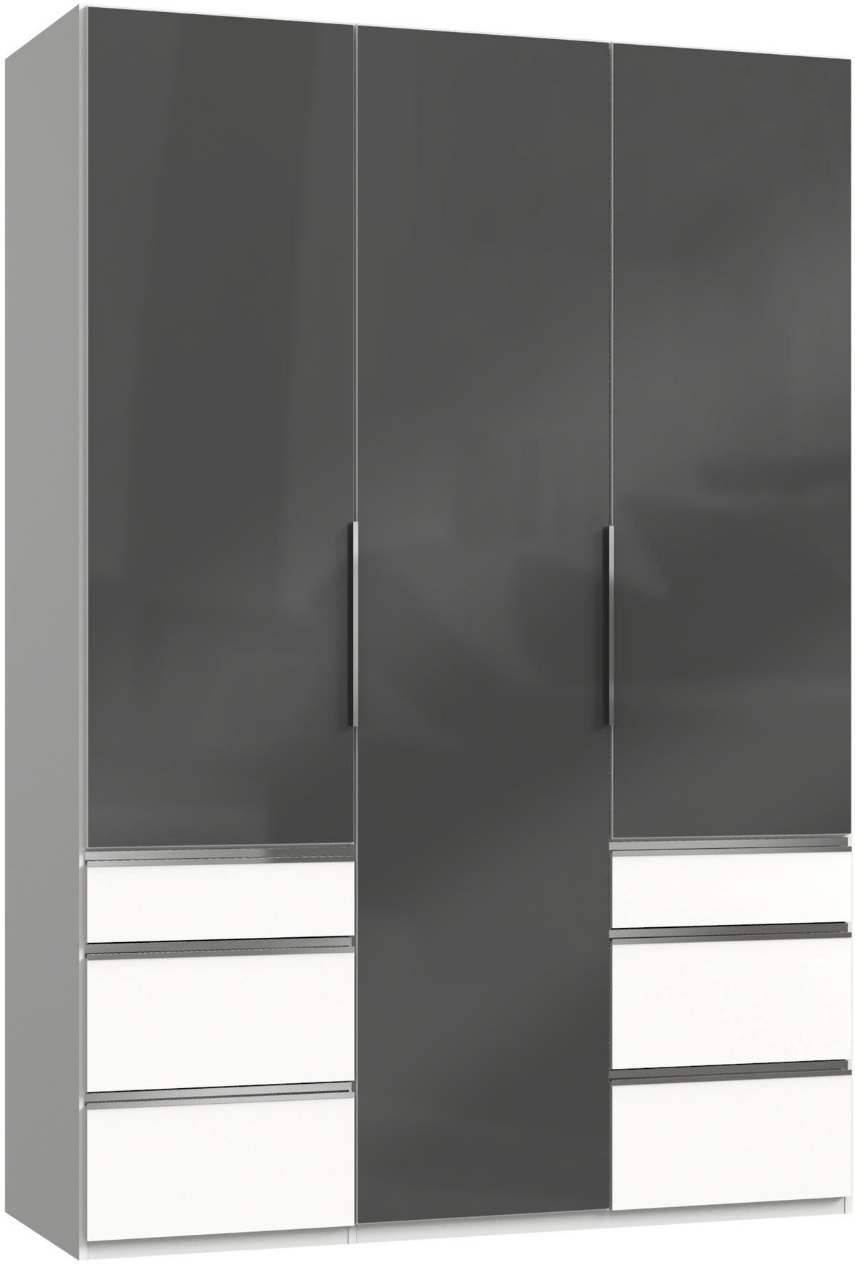 DREHTÜRENSCHRANK in Grau, Weiss  - Chromfarben/Weiss, Modern, Glas/Holzwerkstoff (150/216/58cm) - MID.YOU