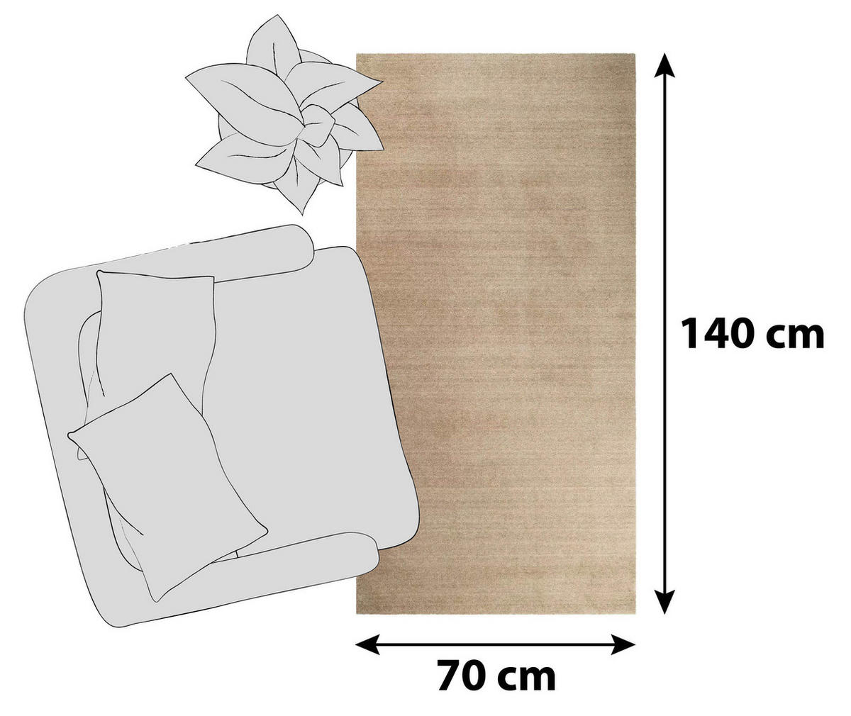 HOCHFLORTEPPICH 70/140 cm Loft Hellbraun  - Hellbraun, Basics, Textil (70/140cm) - Esprit