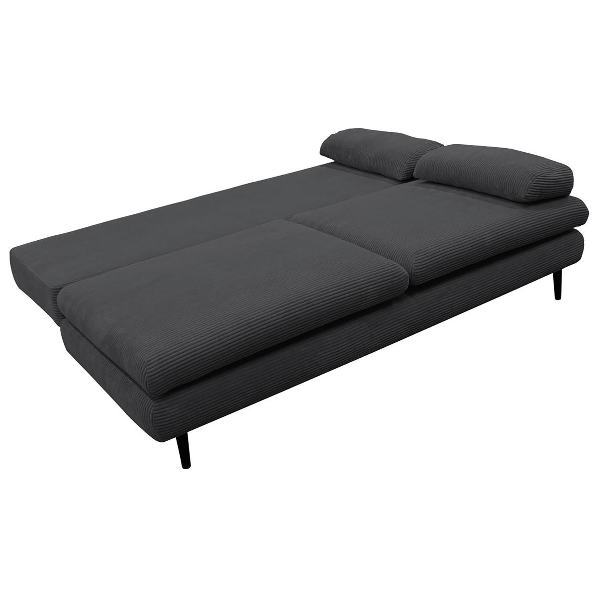 SCHLAFSOFA Cord Dunkelgrau  - Dunkelgrau/Schwarz, Design, Holz/Textil (202/85/99cm) - P & B