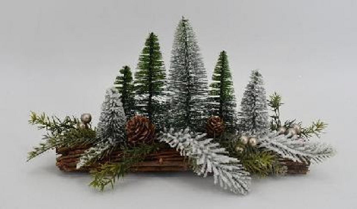 DEKOPFLANZE - Waldgrün/Weiß, LIFESTYLE, Naturmaterialien/Holz (30/8/19cm) - X-Mas