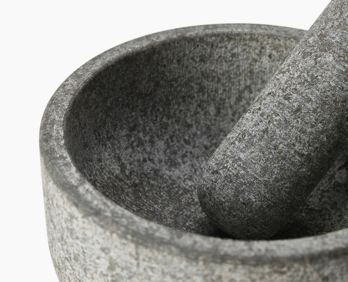 MÖRSERSET    - Grau, Basics, Holz/Stein (15,5/15,5/13cm) - Joseph Joseph