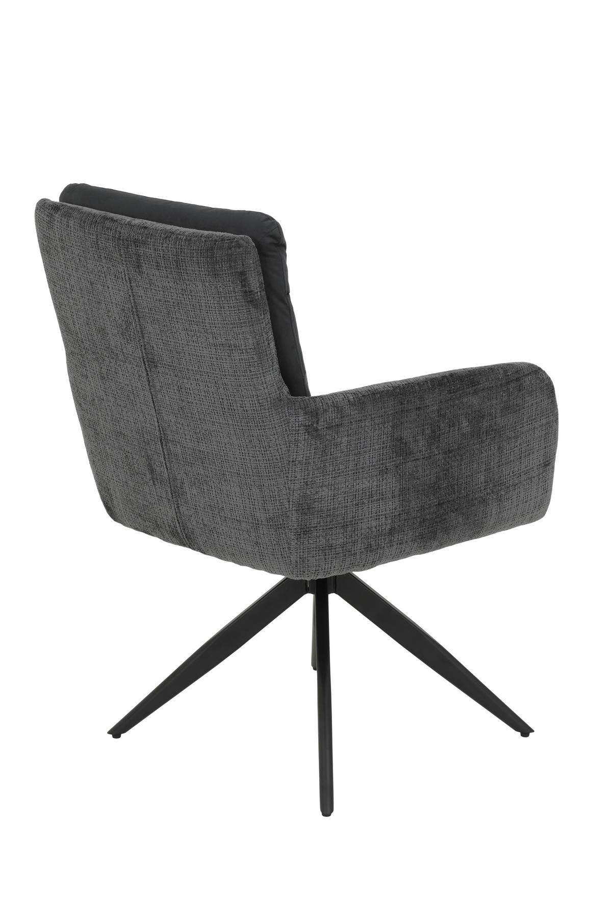 ARMLEHNSTUHL-SET 2 Stück Sitzfläche 180° drehbar Webstoff, Mikrofaser  - Anthrazit/Schwarz, MODERN, Textil/Metall (63/92/69cm) - MID.YOU