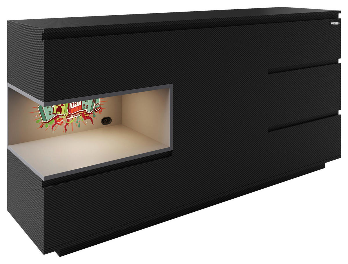 SIDEBOARD  in 160/80/40 cm  - Schwarz, MODERN, Holzwerkstoff (160/80/40cm) - Minecraft