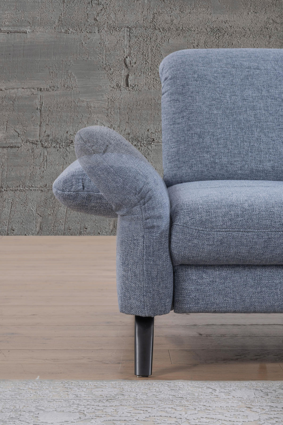 ECKSOFA Blau Flachgewebe  - Blau/Schwarz, KONVENTIONELL, Textil/Metall (262/170cm) - SetOne by Musterring