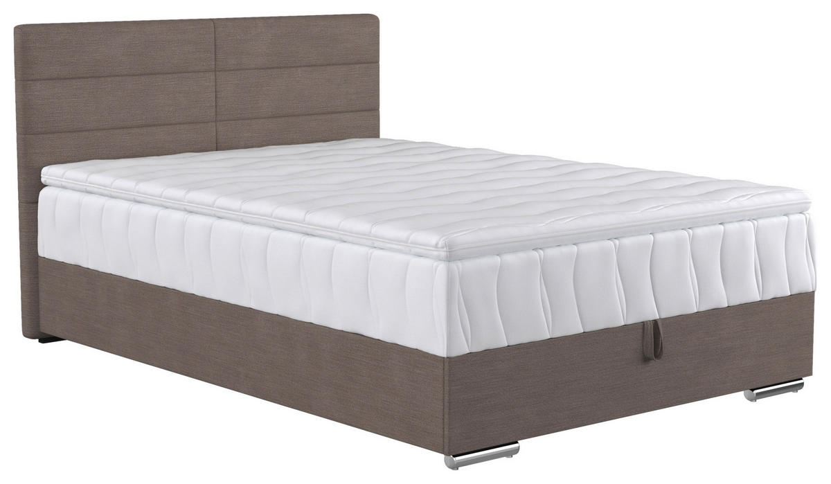 BOX-ÁGY 140/200 cm  taupe  - krómszínű/taupe, Basics, faalapú anyag/textil (140/200cm) - Carryhome