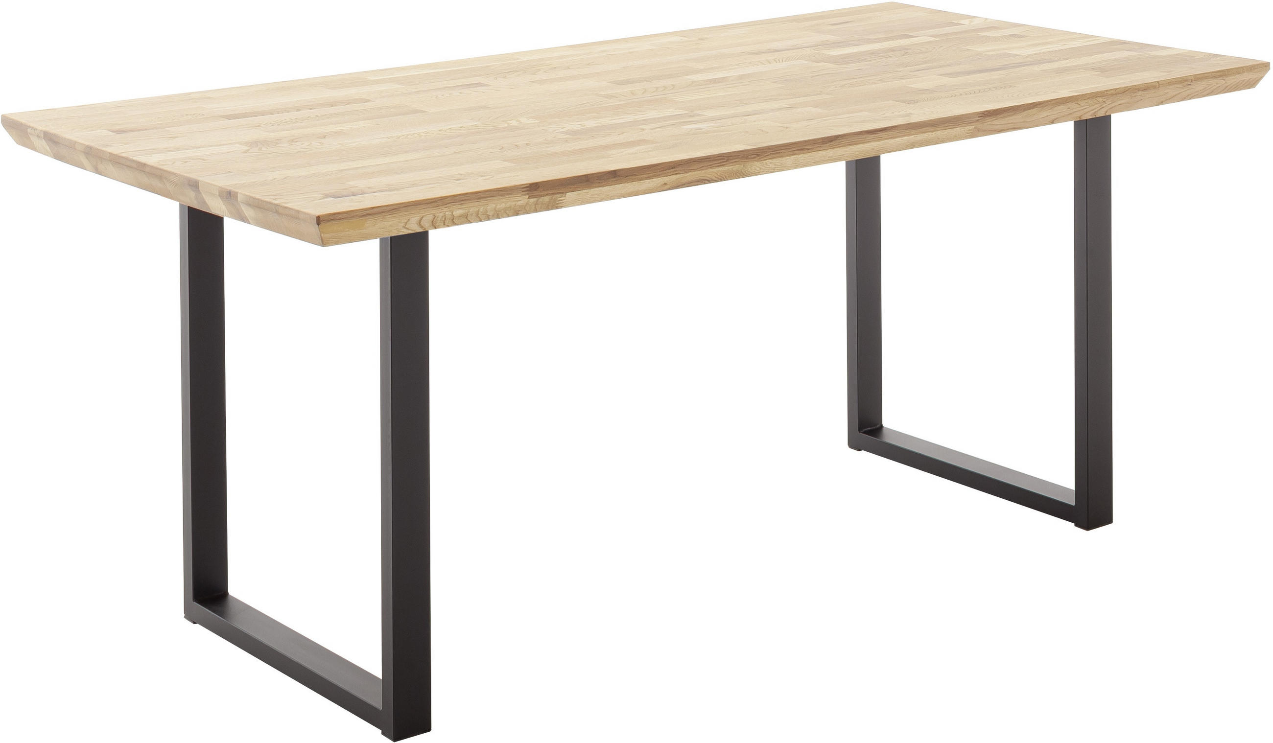 ESSTISCH Eiche massiv rechteckig Schwarz, Wildeiche  - Wildeiche/Schwarz, Natur, Holz/Metall (120/75/75cm) - Carryhome