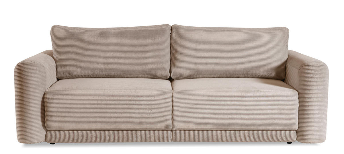 SCHLAFSOFA NORMAN  mit gerippt Beige  - Beige/Schwarz, Design, Kunststoff/Textil (252/93/167cm) - Livetastic