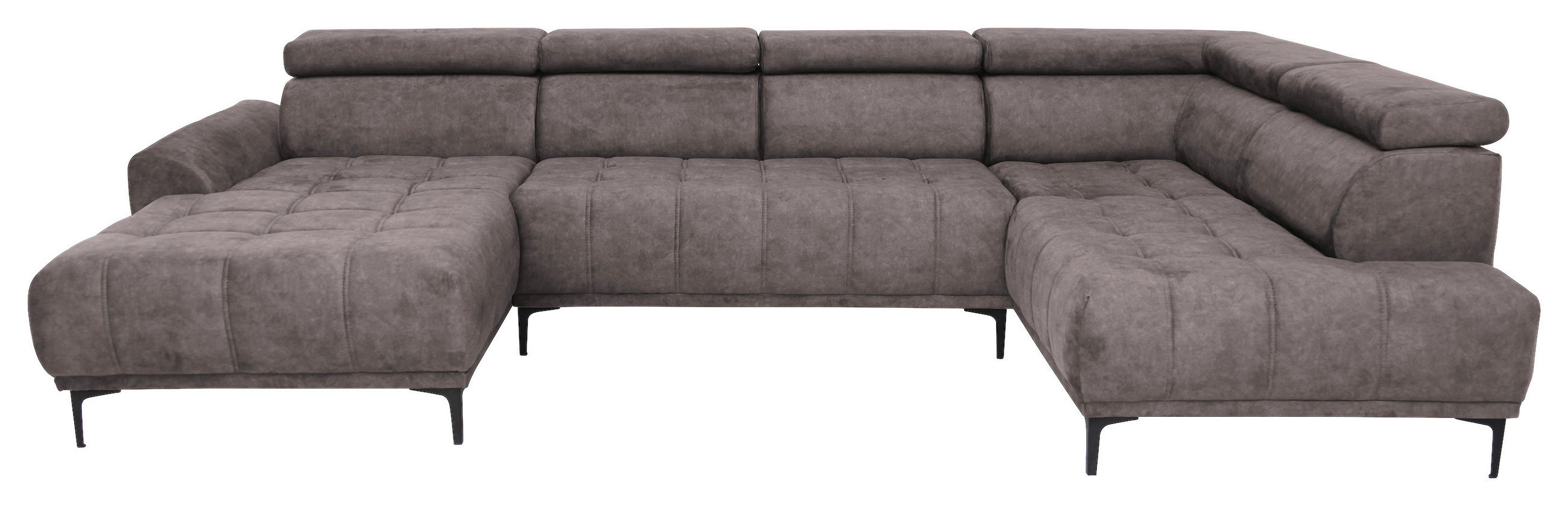 WOHNLANDSCHAFT Velours Braun  - Schwarz/Braun, Design, Textil/Metall (172/340/191cm) - Stylife