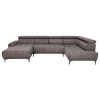 WOHNLANDSCHAFT Braun Velours  - Schwarz/Braun, Design, Textil/Metall (172/340/191cm) - Stylife
